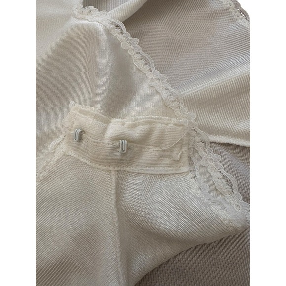 Vtg 80s Vassarette Satin Lace Teddy Romper Slip Lingerie Bridal Sz 36 Ivory - Picture 7 of 9